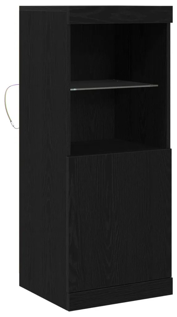 LED világítással rendelkező feketefenyő kis szekrény 41x37x100 cm