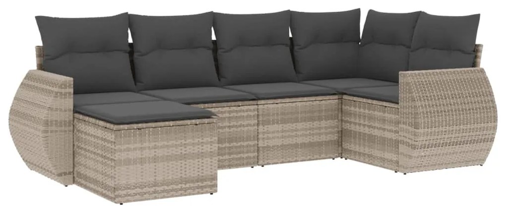 6 részes világosszürke polyrattan kerti ülőgarnitúra párnákkal