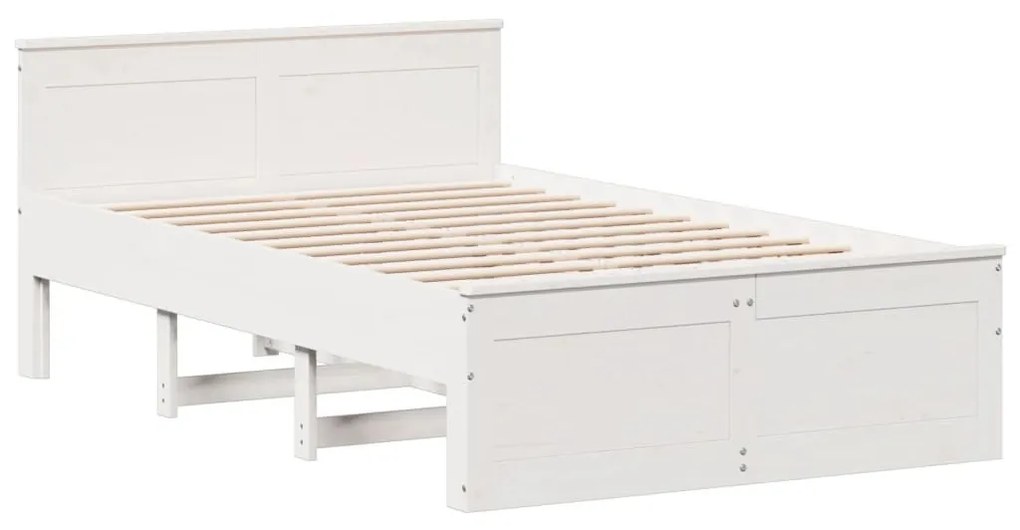fehér tömör fenyőfa fejtámlás ágykeret matrac nélkül 135x190 cm