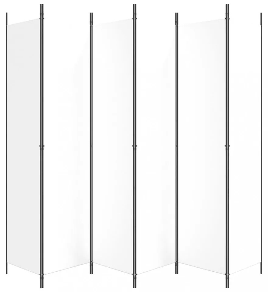 6 paneles fehér szövet térelválasztó 250 x 220 cm