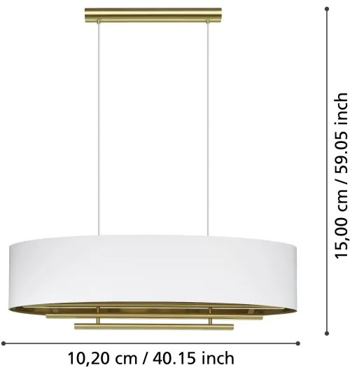 Eglo 390182 - Csillár zsinóron PINETARA 4xE27/40W/230V fehér/arany