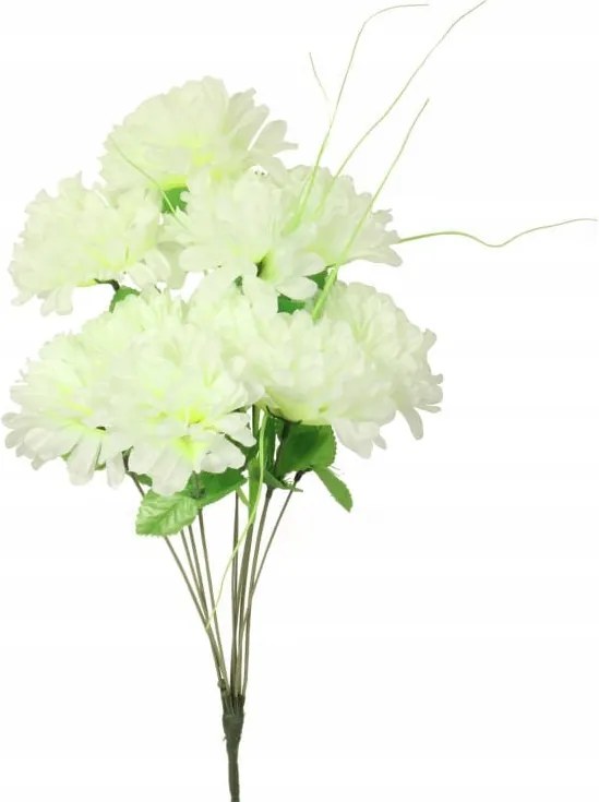 Mesterséges Csokor 10 krizantém fehér fűvel Kész Sír Dekoráció