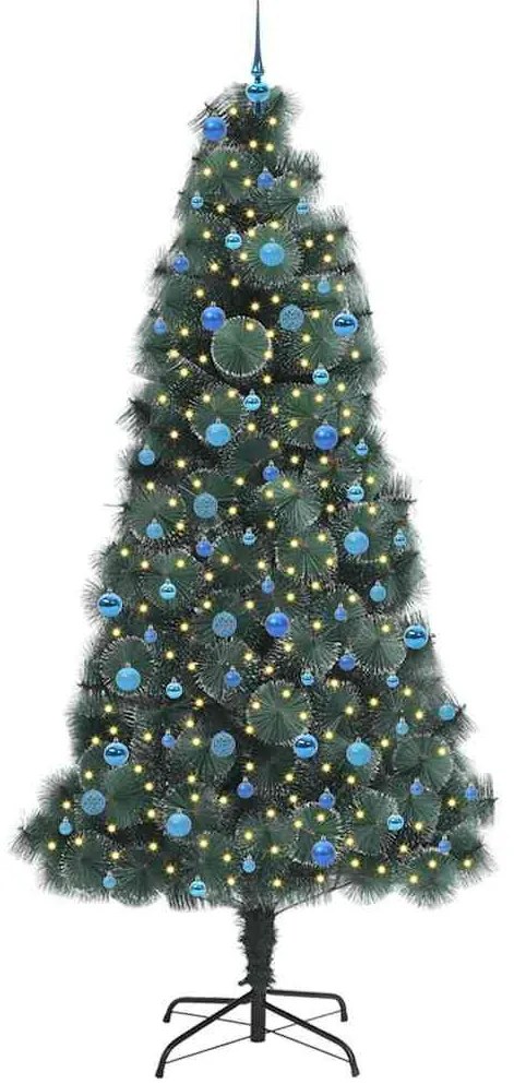 Műfenyő előre világítós karácsonyfakészlet gömbökkel 240 cm