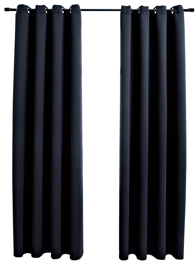 2 db fekete szövet sötétítő függöny gyűrűkkel 137 x 213 cm