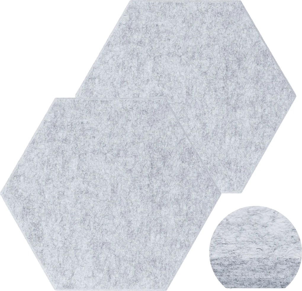Falpanelek Filc 2db Hangszigetelő Dekoratív 3D Szürke Hexagon