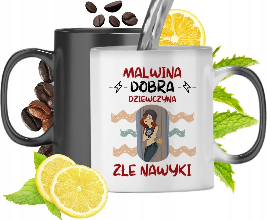 Mágikus Bögre Malvina Fekete Matt Nyomtatott Fotóval 330ml