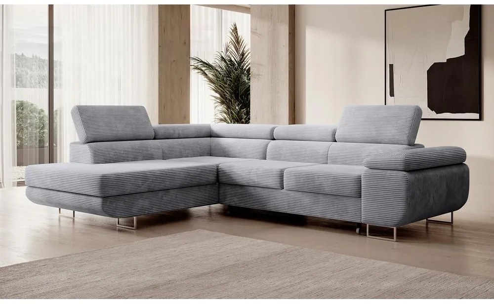 Sarokkanapé Stiletto (B) (világosszürke + ezüst). Akció -15%. 1099694