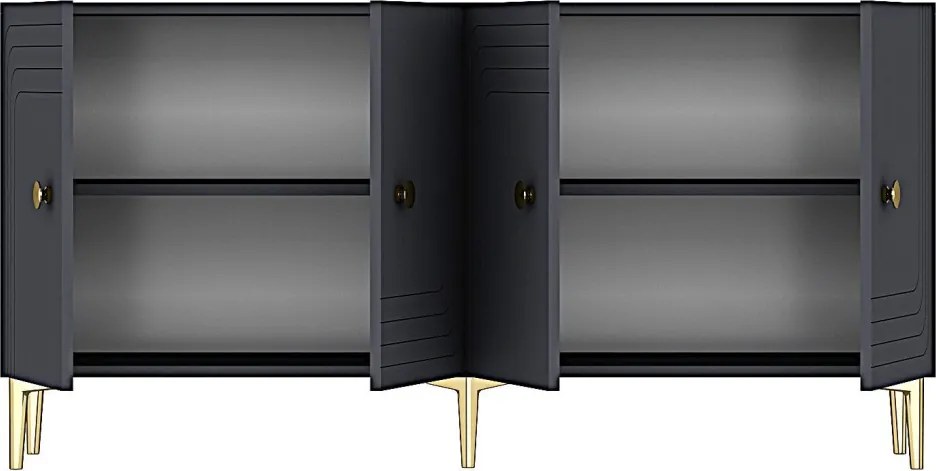 Lessi komód, antracit-arany, 150 cm