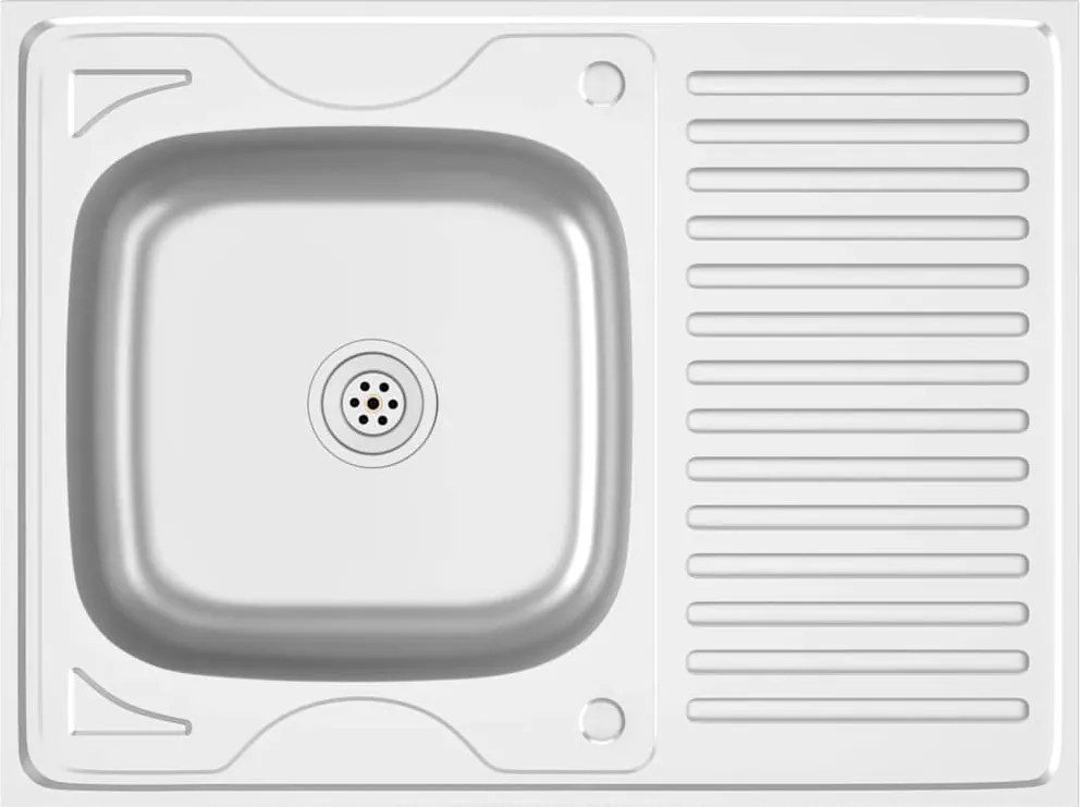 vidaXL ezüst rozsdamentes acél lefolyós konyhamosogató 800x600x155 mm