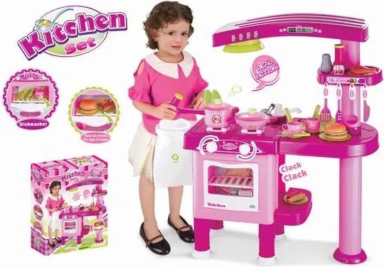 G21 játék - Gyerek konyha nagy, tartozékokkal, rózsaszín