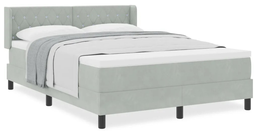 Boxspring Ágy Matrachoz Világosszürke 140x200 cm Bársony