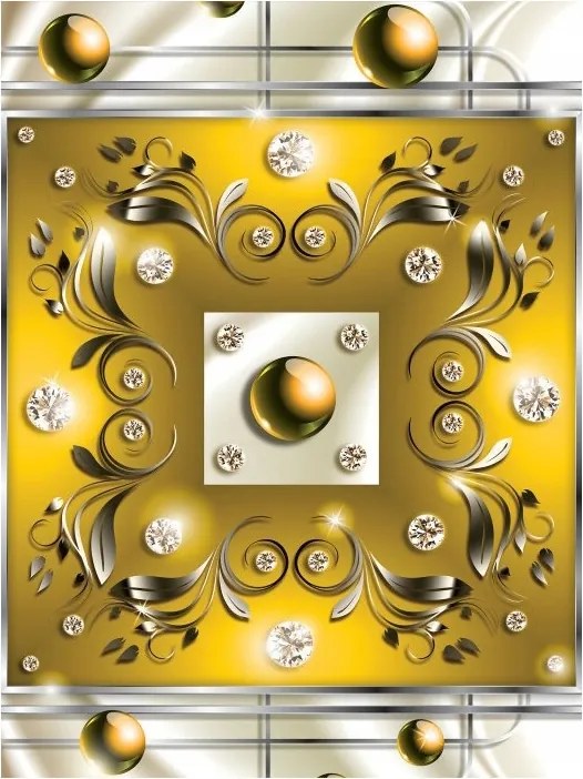 Flizelin fotótapéta Arany Glamour Kristályok és Gömbök Luxus 206x275 +ragasztó