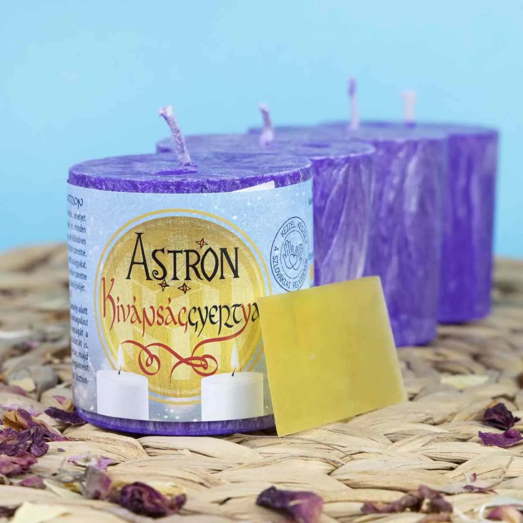 Astron Kívánsággyertya 4x – Henger 5,5 cm - családi csomagolás - lila (F1)