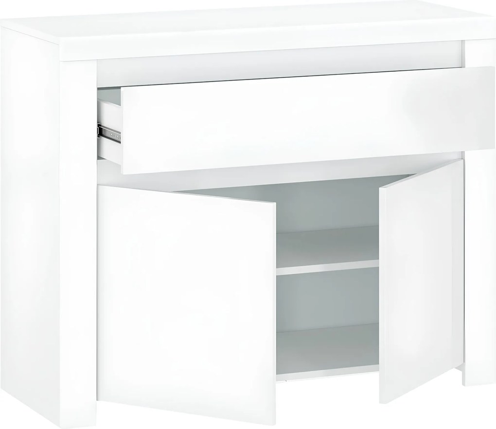 Komód 2D1S, fehér fényes, LINDY