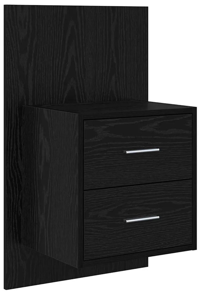 vidaXL Fali éjjeli szekrény 2 pcs Fekete tölgy 48,5 x 32,5 x 80 cm
