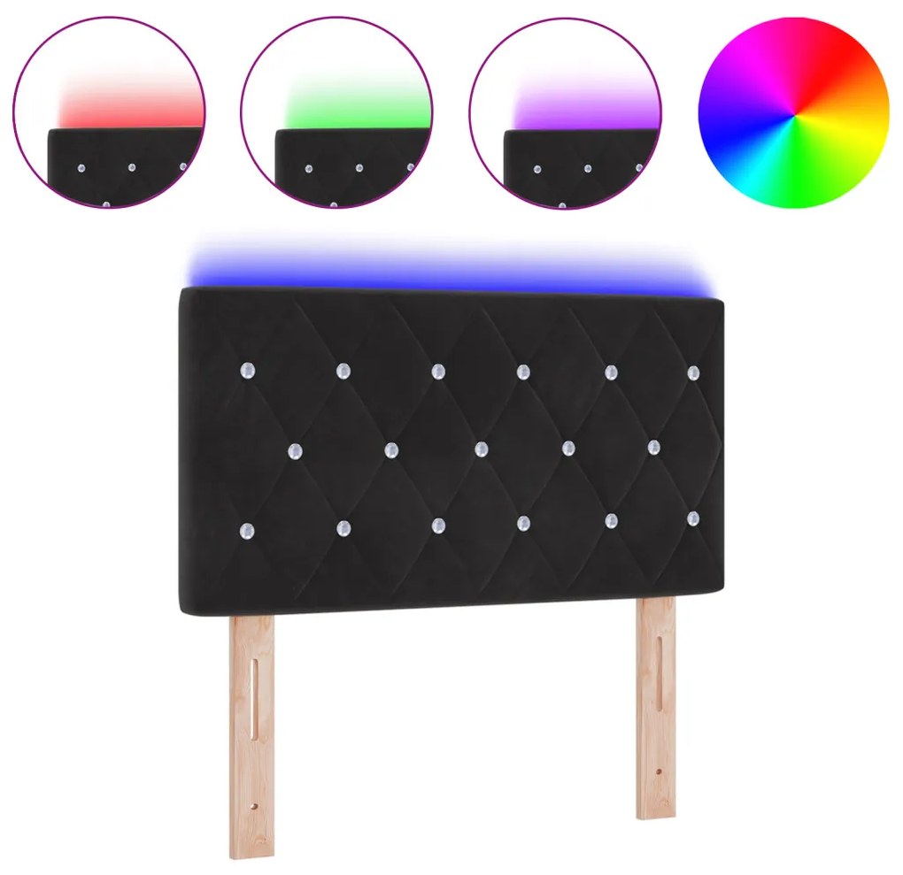 LED Fejtámla LED -es lámpákkal Argyle Fekete 80 cm Bársony