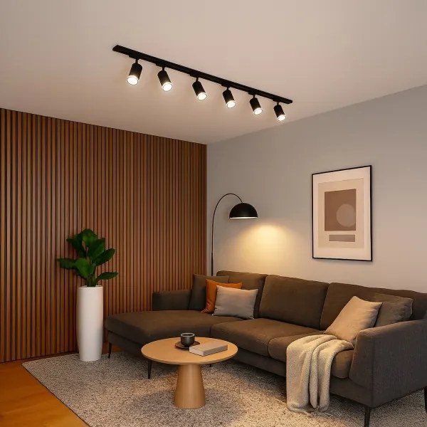 PIPE sínrendszerbe illeszthető spotlámpa 6xGU10/10W/230V, fekete