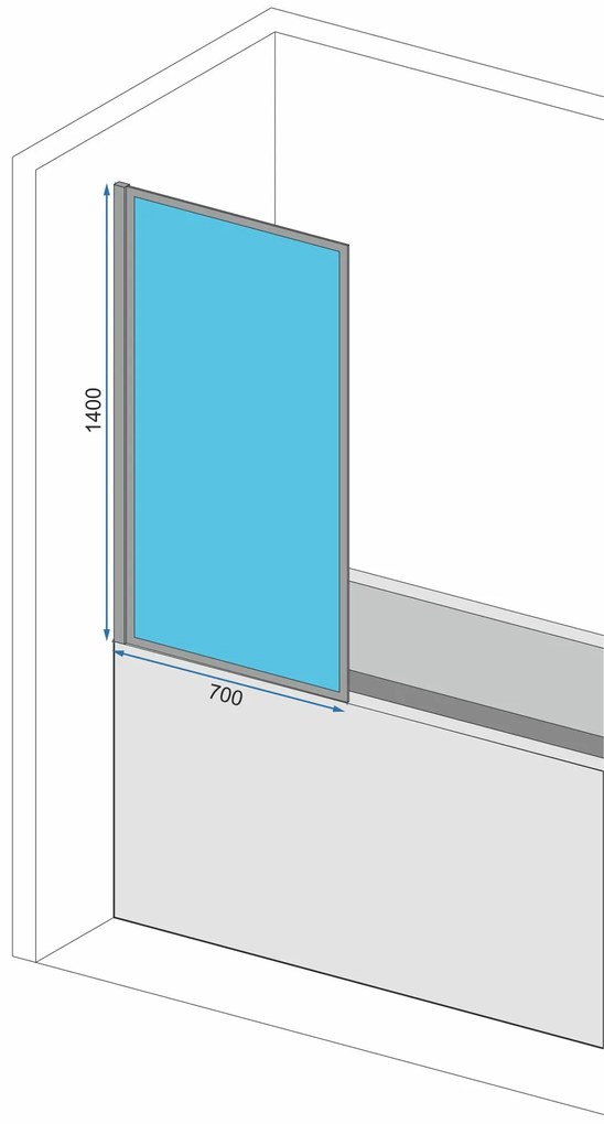 Fürdőkádparaván Rea Lagos Fix Fekete 70 cm