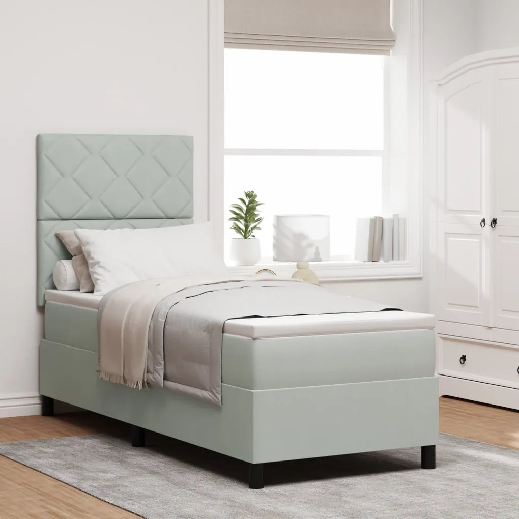 Boxspring Ágy Matrac Fény Szürke 80x200 cm Bársony