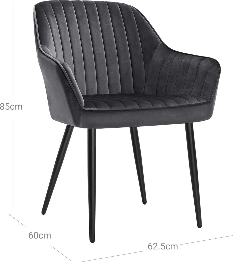 étkezőszék, bársony kárpitozott szék kartámasszal, szürke