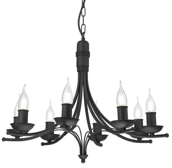 Csillár láncon LUCY 8xE14/60W/230V fekete