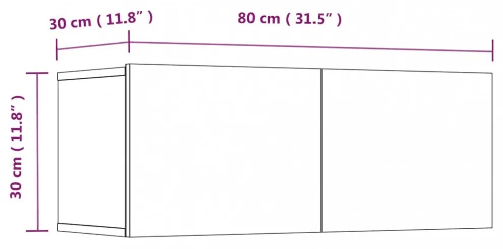 2 db fekete szerelt fa TV-szekrény 80 x 30 x 30 cm
