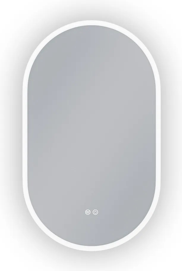Erga Demi, ovális LED tükör 60x100cm, 3 színű fény, első világítás, páramentes fűtőbetét, ERG-V01-Demi-6010-CL