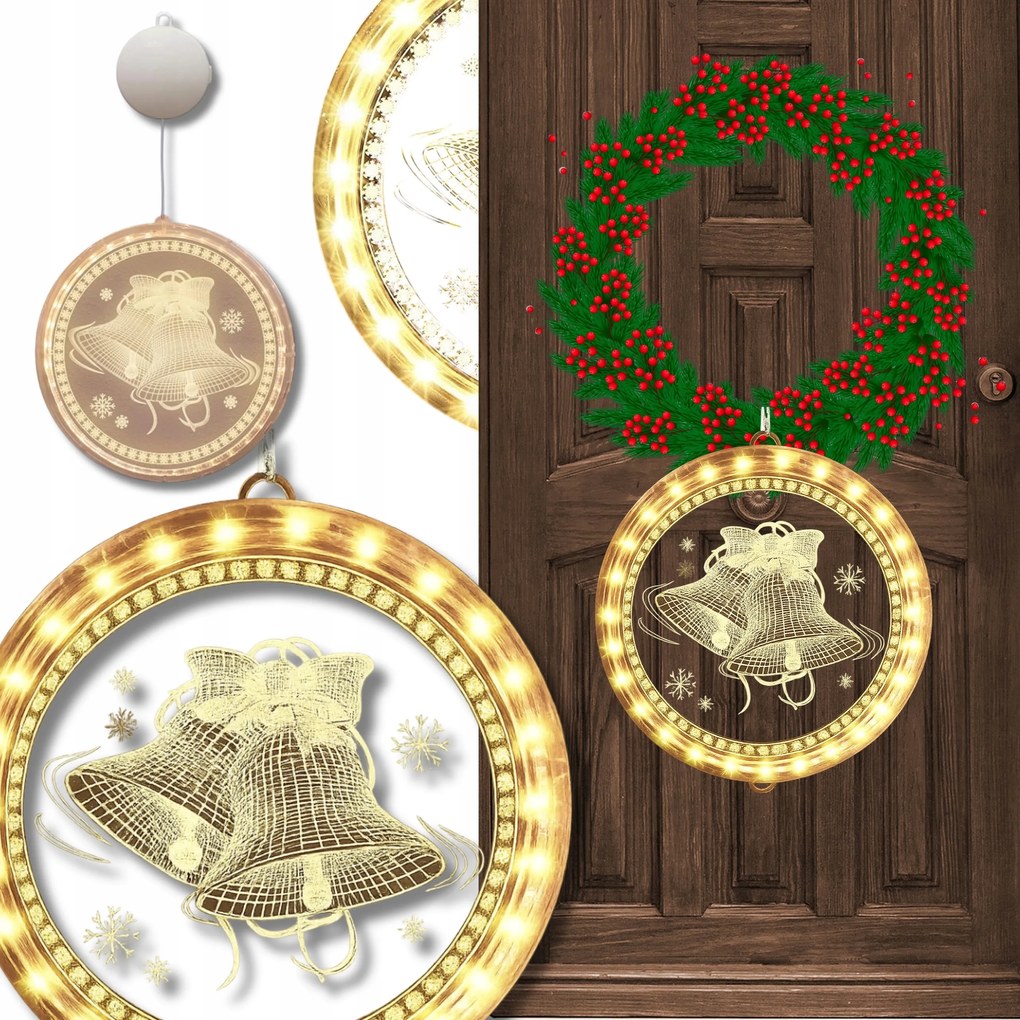 Ólomüveg Led Ablak Tükör Karácsonyfa Medál Fény Karácsonyi Dekoráció