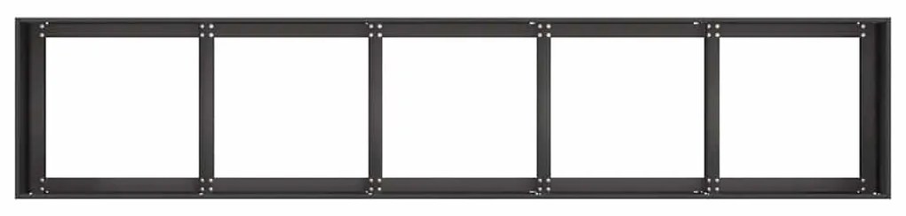 fekete virágláda, hidegen hengerelt acél, 200 x 40 x 40 cm