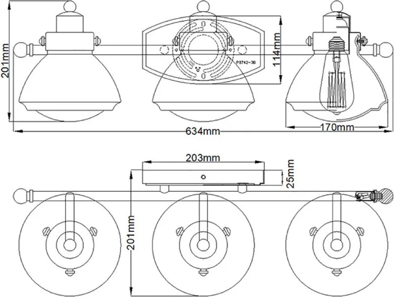 Quintiesse SCHOLAR QN-SCHOLAR3 Fali lámpa 3x60W/E27 IP44