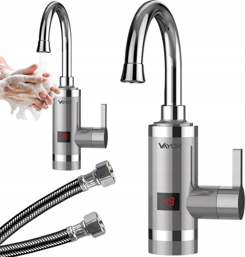 Elektromos Vízmelegítő Átfolyós Akkumulátor Kijelző 3000W Vayox