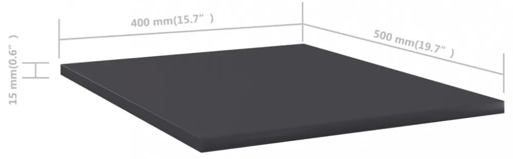 8 db szürke szerelt fa könyvespolc 40 x 50 x 1,5 cm