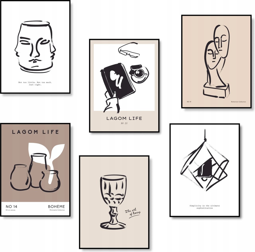 Boho Poszter Fali Dekoráció Poszter Szett 6 db-os A3 *Sok minta A3