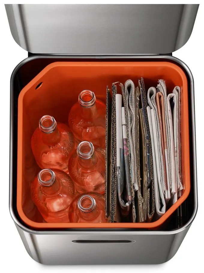 Ezüstszínű acél szelektív szemetes 40 l Totem Compact – Joseph Joseph