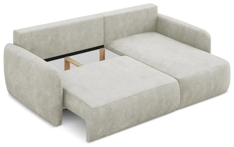 Krémszínű zsenília kinyitható-tárolóhelyes sarokkanapé (jobb oldali-heverő résszel) Lilo – Makamii