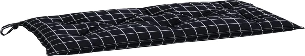 vidaXL fekete kockás oxford szövet kerti padpárna 100 x 50 x 7 cm
