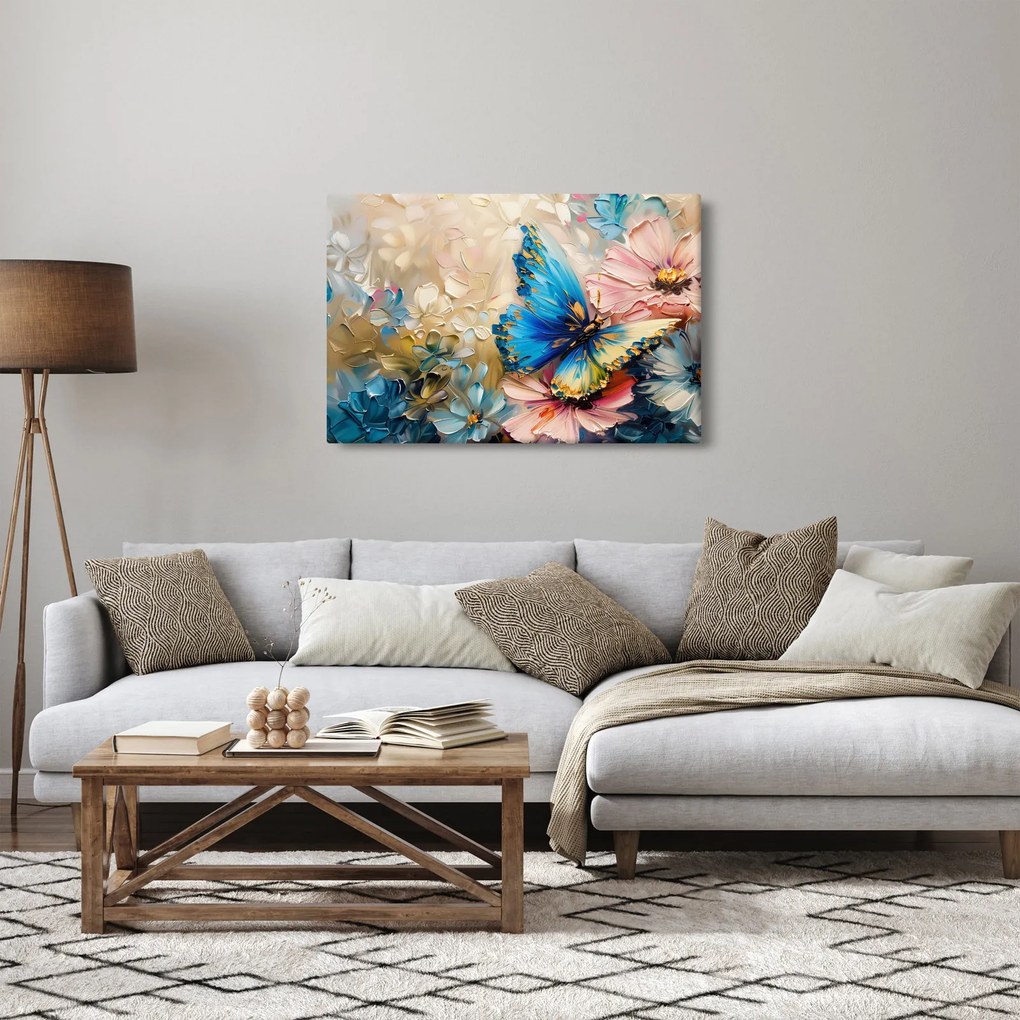 Kép - Virágok és pillangók festése (90x60 cm)
