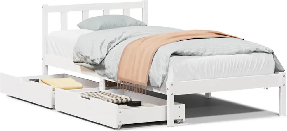 vidaXL fehér tömör fenyőfa ágy matrac nélkül 100 x 200 cm