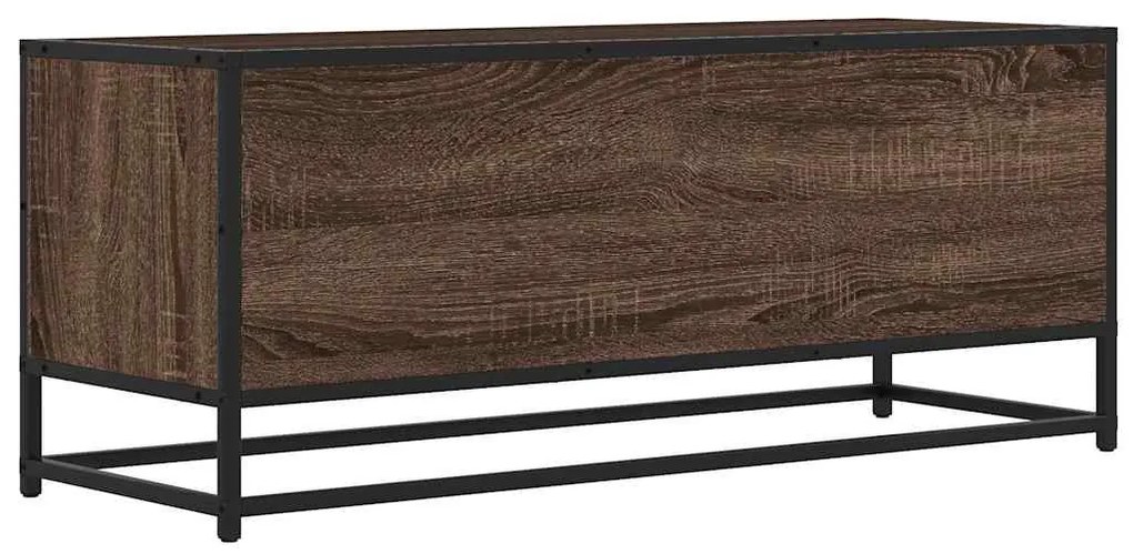 barna tölgy színű szerelt fa és fém TV-szekrény 100x34,5x40 cm
