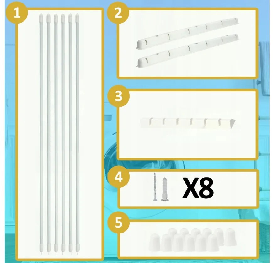 Erga Erga, mennyezeti akasztó ruhaszárításhoz 6x130 cm, fehér, ERG-SEP-10SUSSUF6PP13