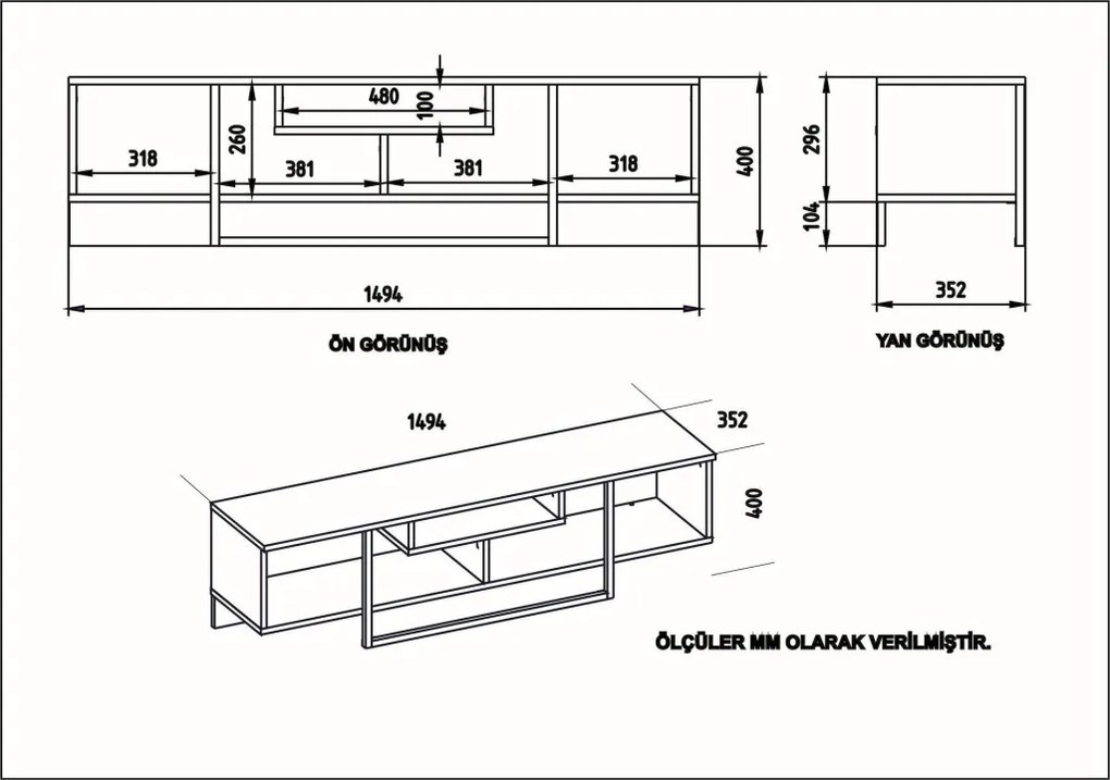 Asal TV-állvány, tölgy-fehér, 149,4 cm