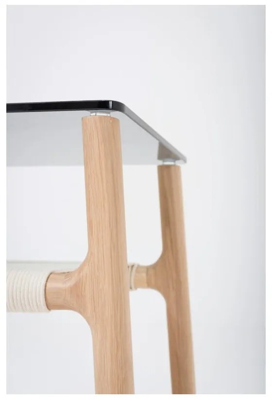 Fawn kisasztal tömör tölgyfa szerkezettel és szürke asztallappal - Gazzda