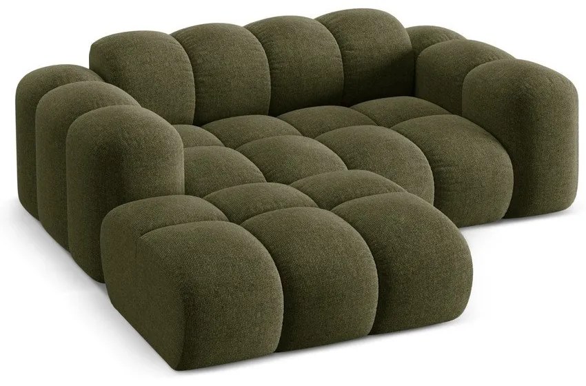 Zöld zsenília sarokkanapé (bal oldali-heverő résszel) Treno – Cosmopolitan Design