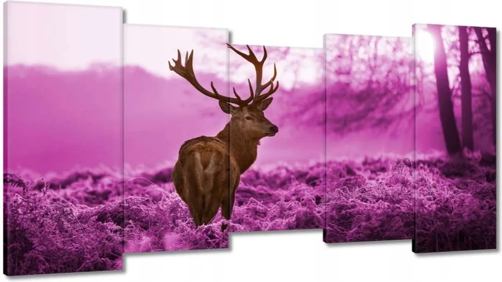 Vászonkép 150x80 Szarvas a lila erdőben