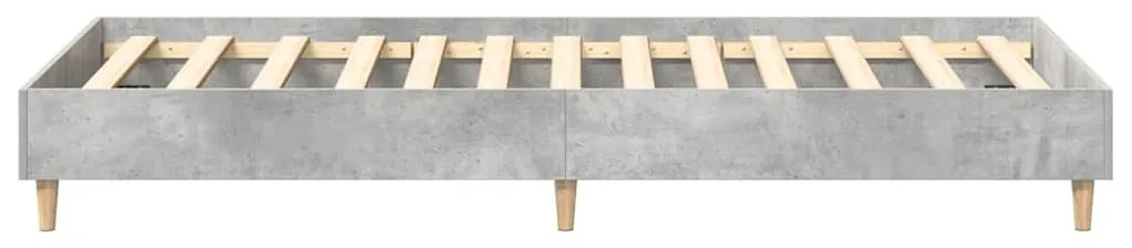 betonszürke szerelt fa ágykeret matrac nélkül 100 x 200 cm