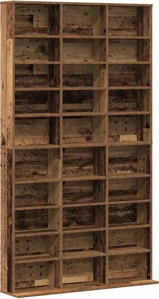 vidaXL CD szekrény polcokkal Régi fa 101 x 23 x 177,5 cm Faanyag