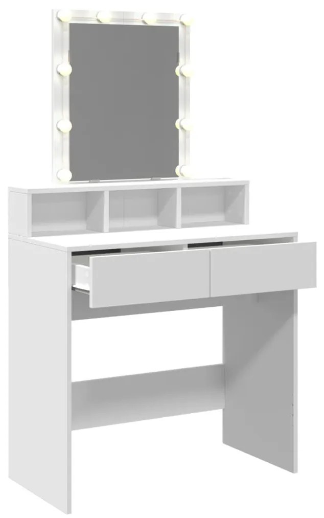 fehér fésülködőasztal LED-del 80 x 41 x 144,5 cm