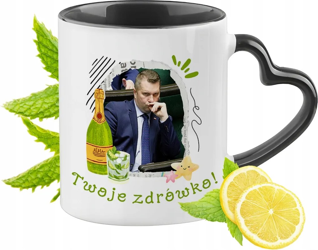 Fekete Pis Bögre Fekete Szív Alakú Füllel Ajándék Nyomtatott