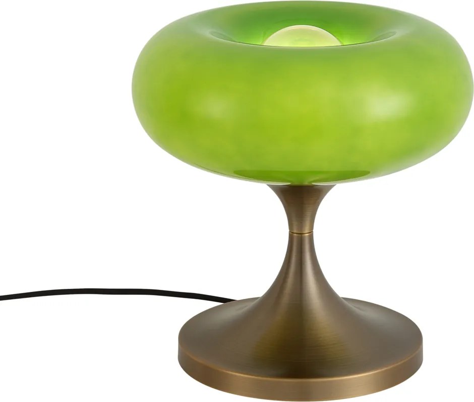 Retro asztali lámpa sötét bronz zöld üveg búrával 31 cm - Glaze