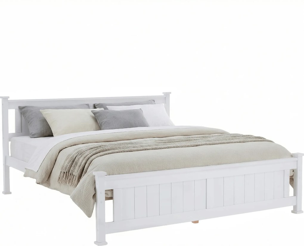 Ágy ágyráccsal, fenyő/fehér, 160x200 LUCAS NEW